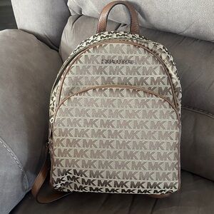 Michael Kors Medium Tan and Brown Logo Backpack